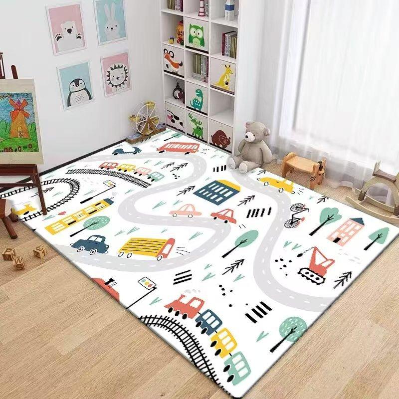 Thickened Carpet Living Room Children's Bedroom Decoration Floor Rug Cartoon Road Play Mat Soft Tatami Carpets Non-slip