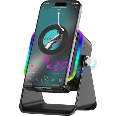 5-in-1 Wireless Induction Bluetooth Speaker with Phone Stand, Stereo Sound, 3500mAh Battery, RGB Light, 360° Holder – Gift for Men & Women