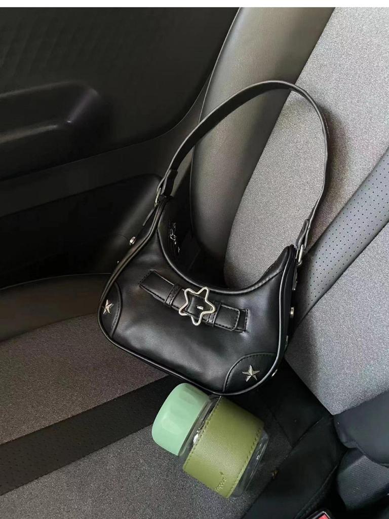 2025 Niche Women's Baguette Bag - PU Leather, Large Capacity, Star Buckle, Hot Girl Underarm Style, High-End Feel, Single Shoulder