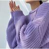 European and American sweaters women's autumn and winter new products loose round neck solid color long sleeve lazy wind knitted jacket