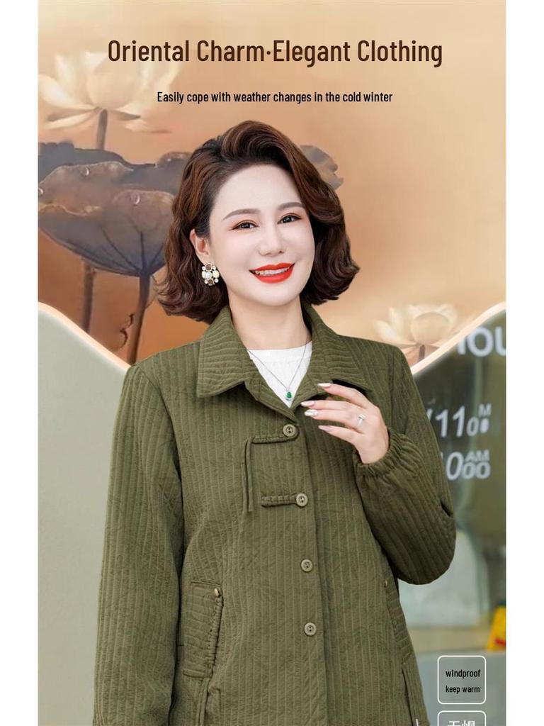 Mom's 2025 Fashionable Petite Windbreaker: Stylish Spring & Autumn Jacket for Middle-Aged and Elderly Women