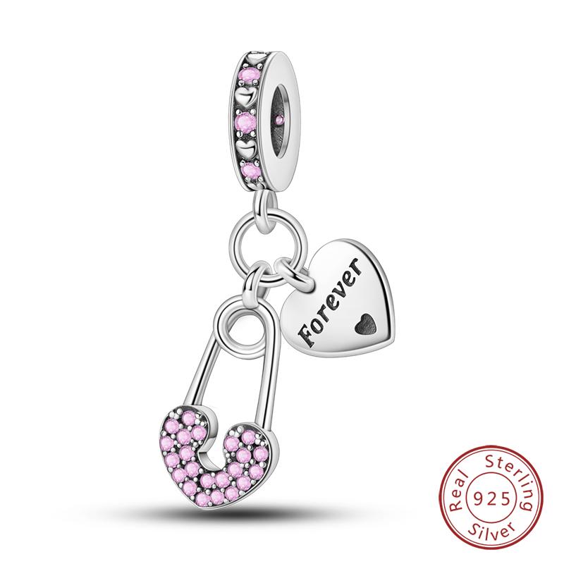 Real Copper Pink Series Heart Charms Beads Fit Qikaola Original Bracelets Diy Mother'S Day Jewelry Gift For Mom