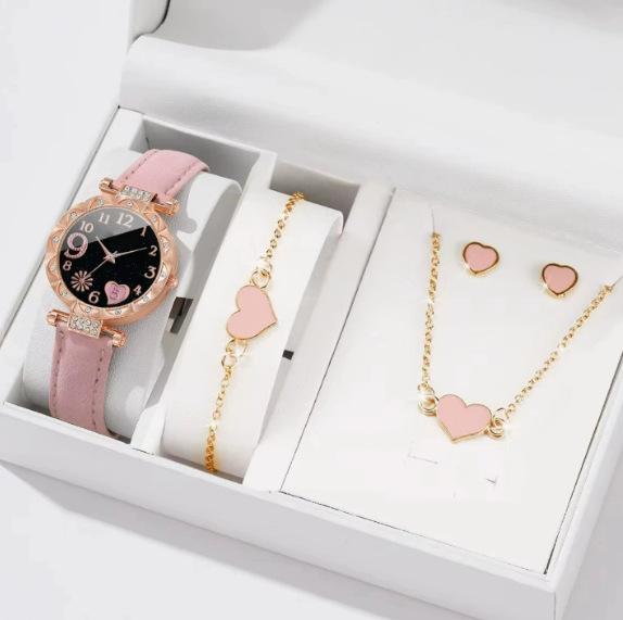 New Popular Women'S Bracelet Watch Fashionable And Simple Butterfly Five-Piece Watch Set Watch