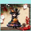 Acrylic Halloween Witch Car Rearview Mirror Decoration With Cartoon Style For Auto Interior Decor