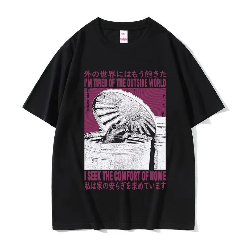

2025 Summe I Seek The Comfort of Home Funny Raccoon Graphic Unisex WOMEN Retro ONeck Fashion 100 Pure Cotton Printed Tshirt Y2k S