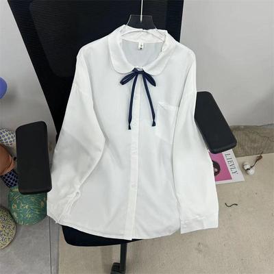 Preppy Style Γυναικεία Μπλούζα Ανοιξιάτικη και Φθινοπωρινή μονόχρωμη Ευέλικτη γυναικεία μπλούζα Peter Pan με γιακά Casual Loose μπλουζάκια