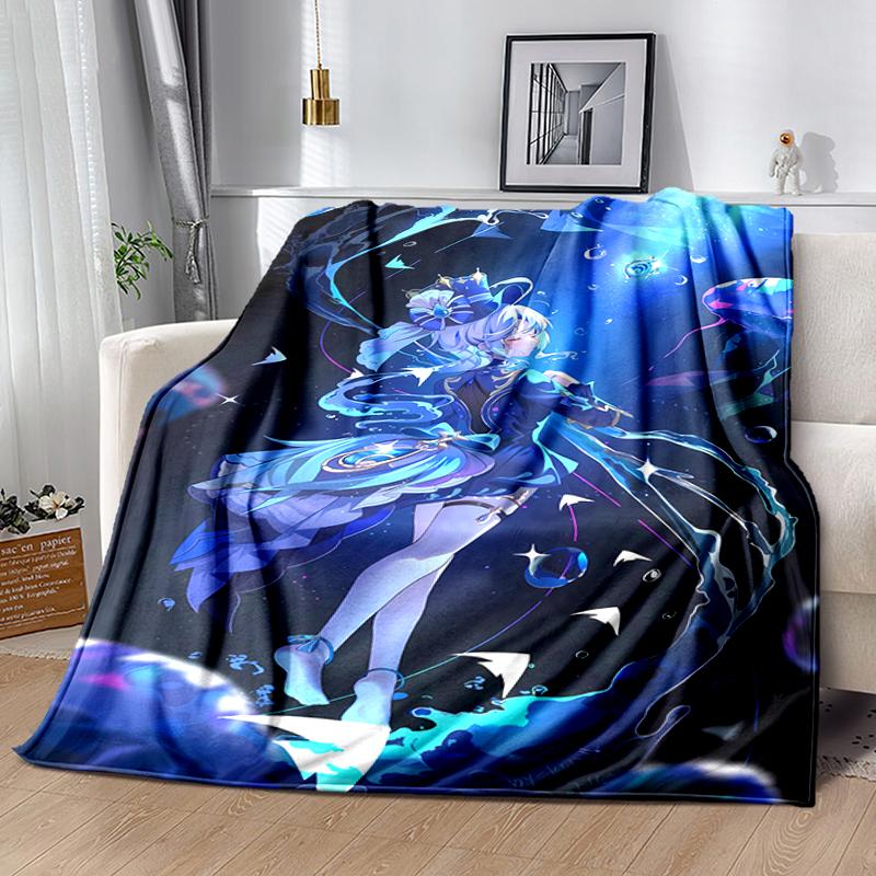 1pc Blanket Genshin Impact Furina Print Design, Lightweight Blanket for Sofa, Bed- Soft &Warm, Gift for All Seasons like Christmas, Halloween