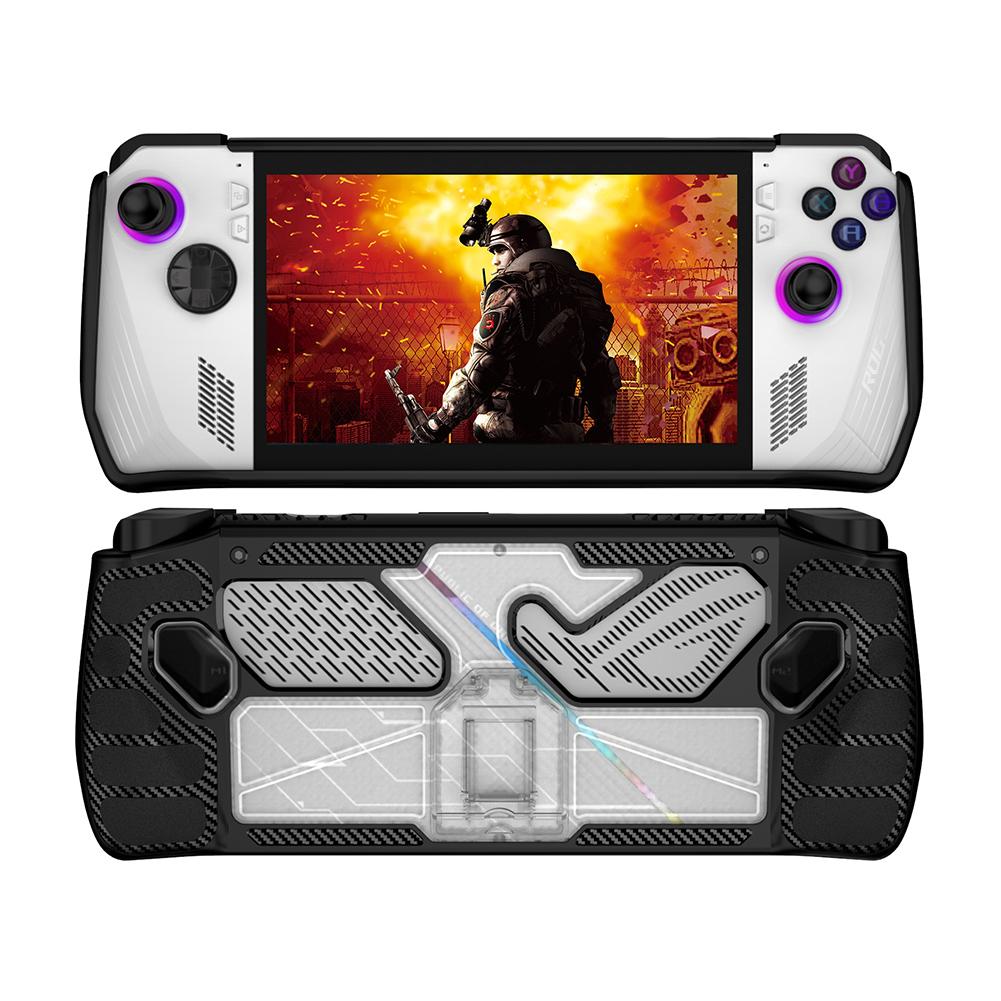 Game Console Full Cover TPU PC Game Console Frame with Bracket Shockproof Replacement Accessories for Asus Rog Ally