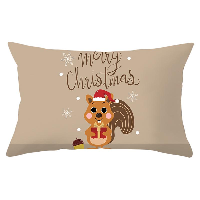 New Christmas Peach Skin Lumbar Pillowcase Cartoon Print Series Sofa Cushion Cover Throw Pillow Cover