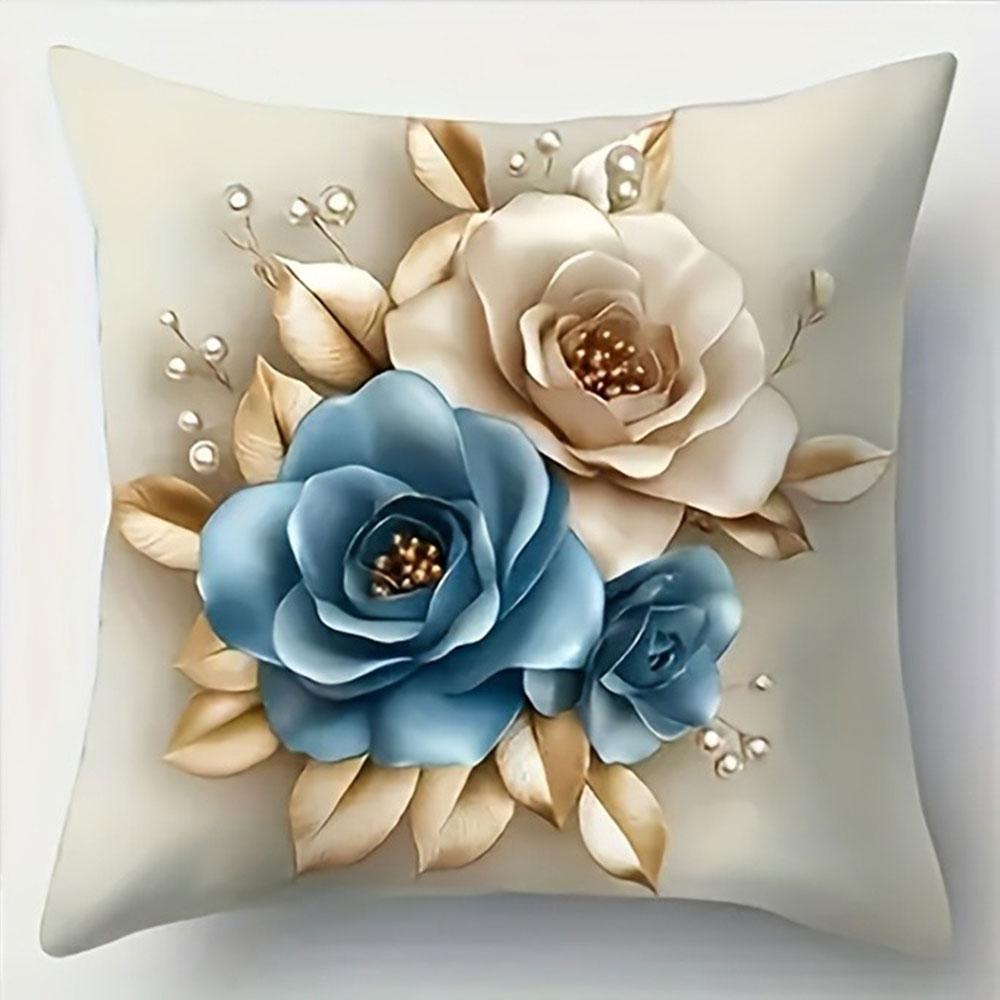 Dreamy Rose and Ribbon Art PillowcaseBedroom Living Room Sofa Home Decor Polyester Cushion Cover with Zipper