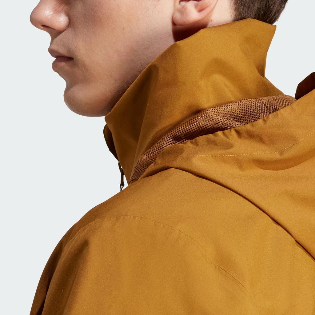 Adidas Bsc 3-Stripes Rain.Rdy Jacket Waterproof Sports Casual Hooded Men Outerwear Layered-Bronze IK0506