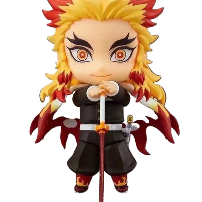 Durable 10cm Demon Slayer Kyojuro Rengoku Flame Hashira #1541 Action Figure Face Swappable Poseable Boxed Anime Collectible Figurine