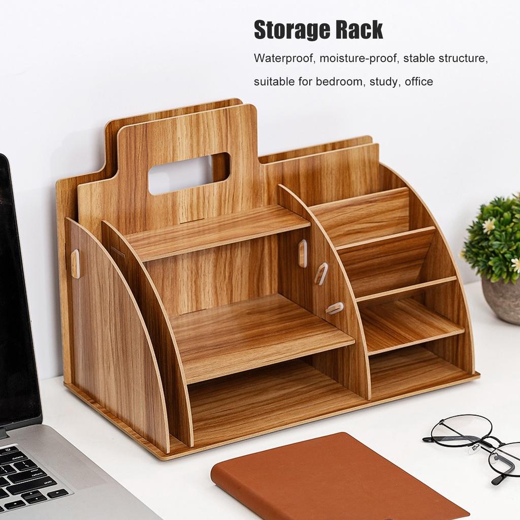 Wood Desktop Innovative Cosmetics Stationery Storage Rack for