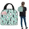 Viele kleine Pinguine auf Minzfarbener isolierter Lunchtasche für Damen Kinder Tragbare Lebensmittelboxen Thermische Lunchbox Tragetasche