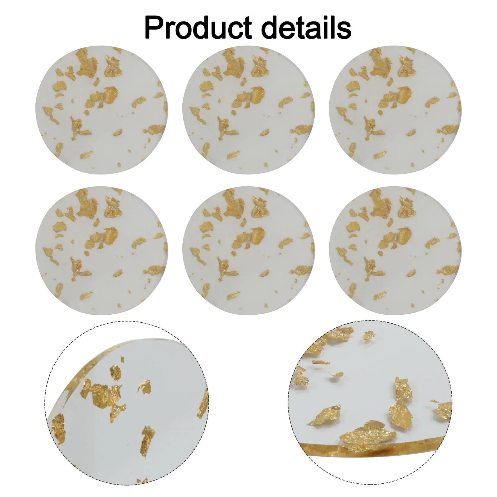 

Gold Foil Acrylic Coasters Set of 6 Non Slip Silicone Base Round Coasters Dishwasher Safe for Hot and Cold Drinks China Mainland