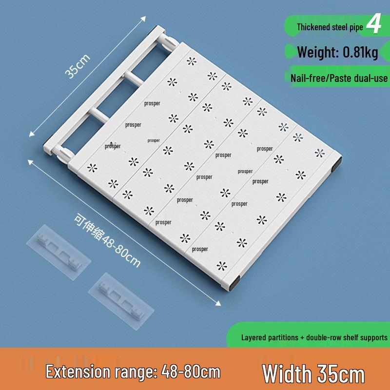 Wardrobe Divider No-Punch Shelf Storage Rack for Dormitory Cabinets and Shoe Organizers