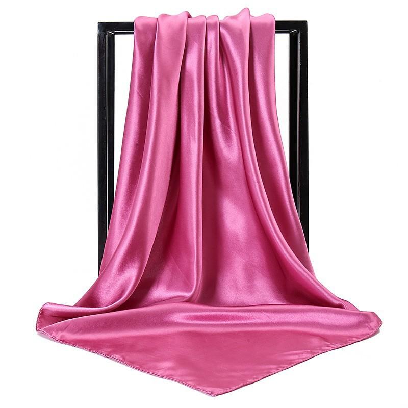 Spring/Summer Pure Colour Imitation Silk Hijab Outdoor Occupational Stewardess Neckerchief Women’s Strip Plain Print Scarf