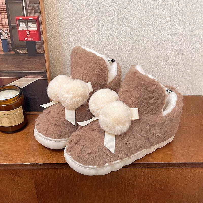 Women's Indoor Suede Faux Fur Fleece Lined Ankle Boots Cozy High-Density Winter Bootie Breathable Warm Shoes with Non Skid Sole for Women