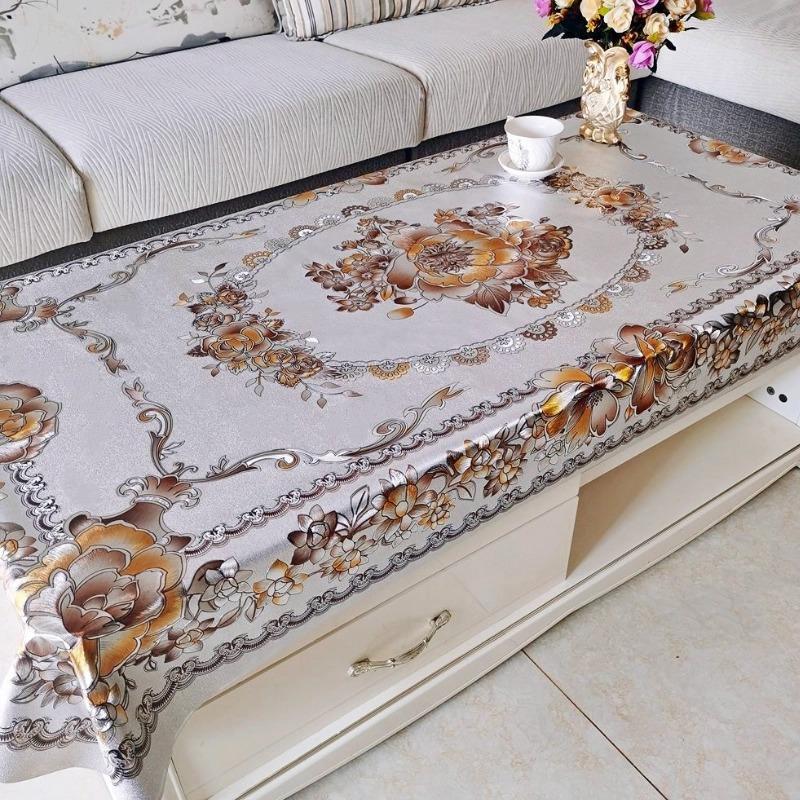 Wasserdichte, Ölbeständige und Hitzeschützende Kaffeetisch-Tischdecke Zum Drauflassen Rechteckige Esstischdecke Haushalt Wohnzimmer Leichter Luxus