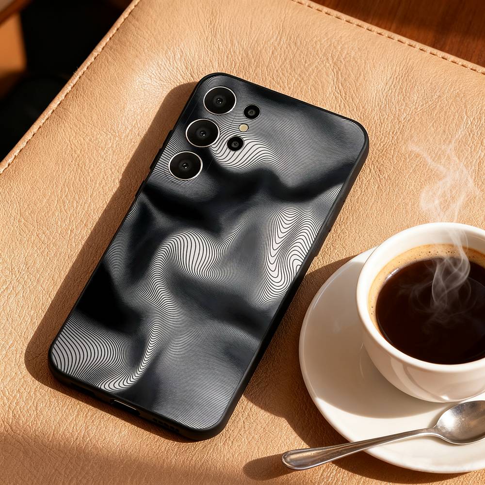 C-Carbon F-Fiber Pattern Painting Phone Case For Samsung S26,S25,S24,S21,S22,S23,S30,Ultra,S20,FE,Lite,10,9,Black Cover