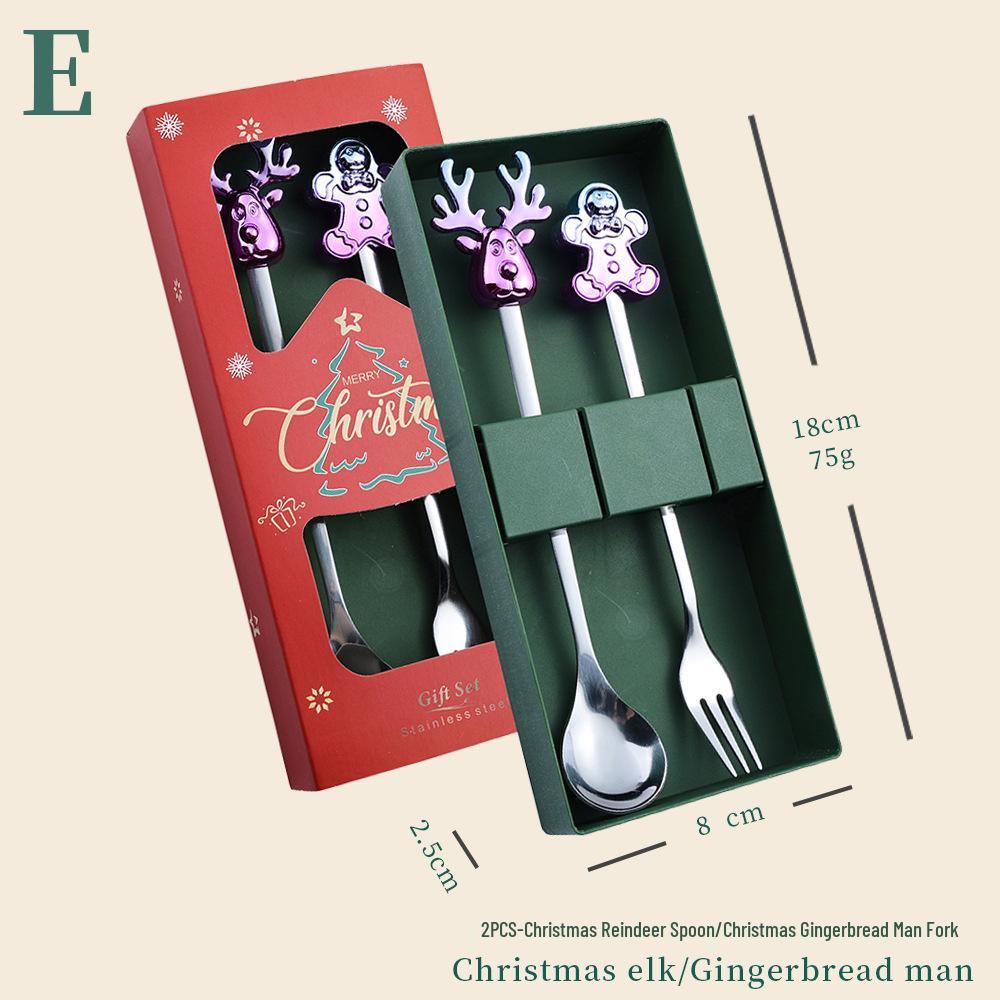 Cartoon Christmas Stainless Steel Cutlery Set: Colorful Spoon & Fork