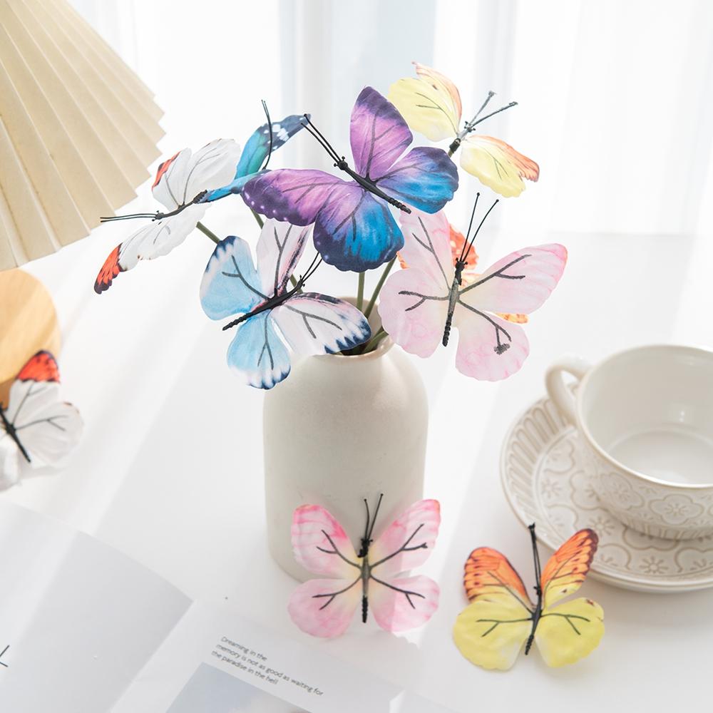 Artificial Flower 3D Butterflies Wedding bridal bouquet Garden arch Party Home table Scrapbook Wreath Diy Gift Box Hotsale Decor
