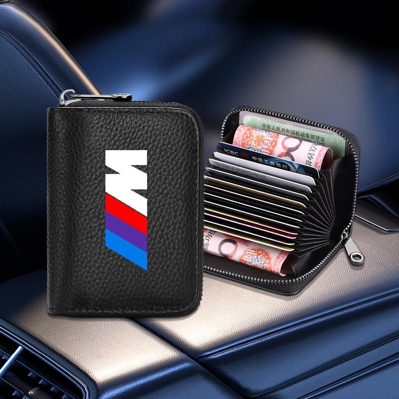 Skórzany Portfel na Dokumenty, Karty Bankowe i Prawo Jazdy, Stylizacja Samochodu Dla BMW M E34 E36 E60 E90 E46 E39 E70 F10 F20 F30 X5 X6 X1 M3 M5 M6 E71 F01 F02 F87
