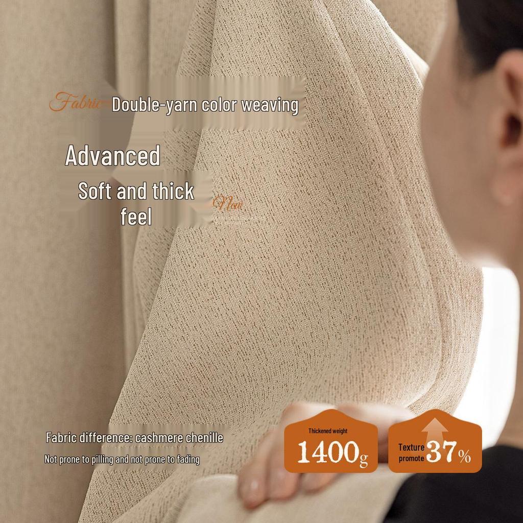 Double-Sided Cream Cotton Linen Blackout Curtains - High-End Feel for Bedroom & Living Room