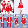 Soft Cotton Blend Children's Christmas Apparel Red Santa Suit For Boys And Girls