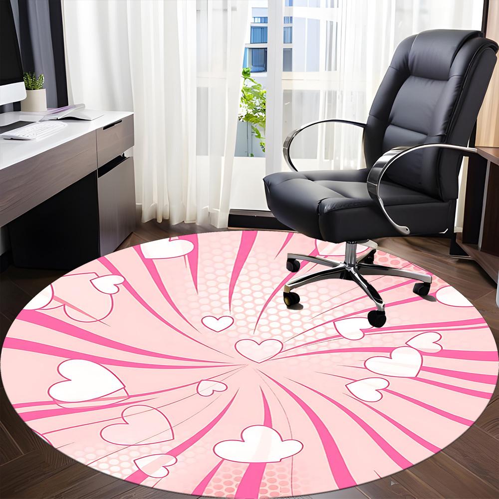 1pc Heartburst Pattern Office Round Rug, Carpet for Office, Gaming, Lightweight Round Floor Mat yy260208005