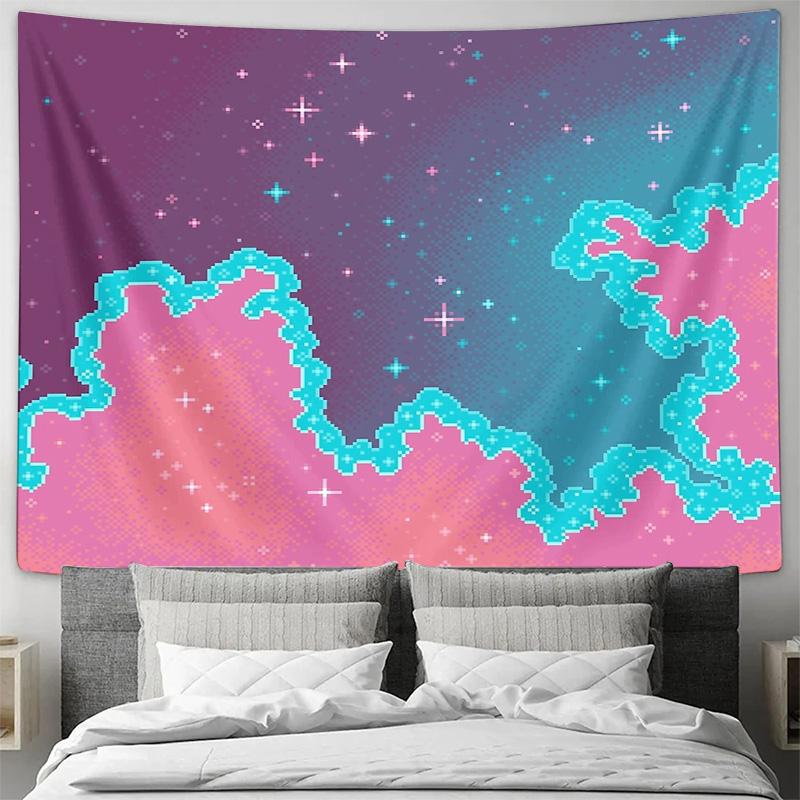 Ästhetischer Wandbehang Galaxie Raumdekor Boho Wandkunst Nebel Kulisse Weltraum Dekoration Himmlische Vibes Trippy Wandteppich Schlafzimmer Wand