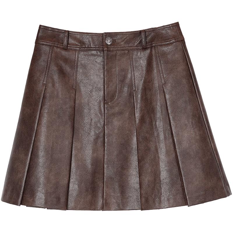 Jupe Plissée en Cuir PU Écologique pour Femmes Betu