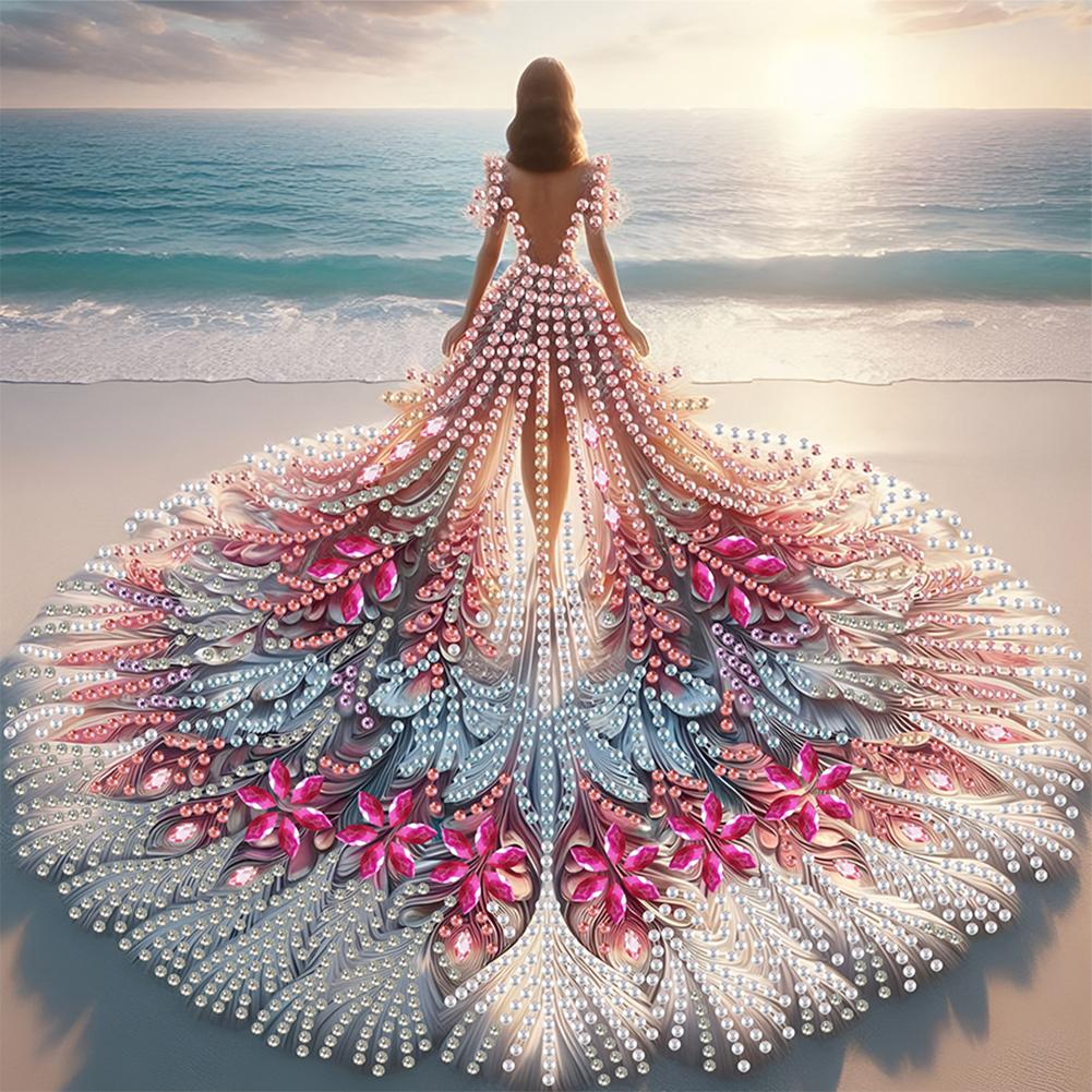 5D DIY Partial Special Shaped Drill Diamond Painting Kit Arts Ornament Beauty Girl Home Decoration Xmas Birthday Gifts 30x30cm