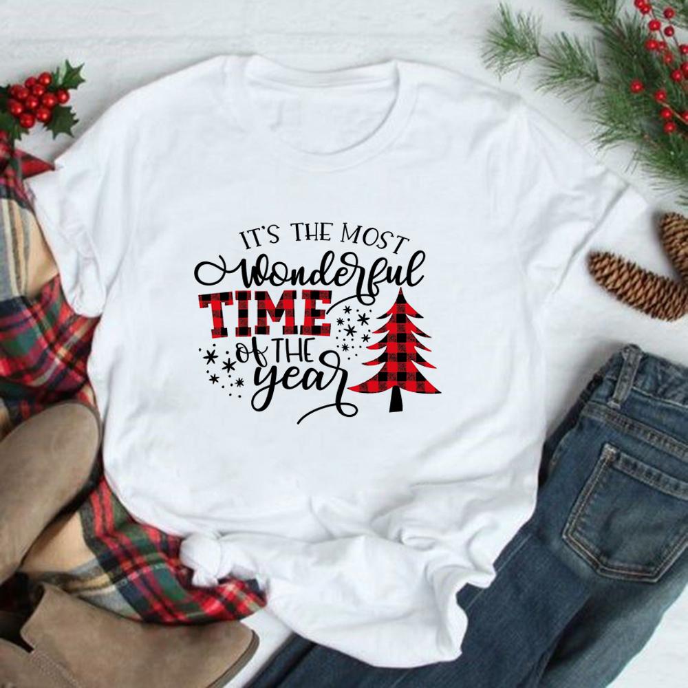 Christmas Tree Graphic Tees Women Short Sleeve Harajuku T Shirt Tumblr Female Xmas Party Festival