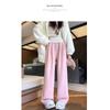 Women's Autumn and Winter Thick Lamb Wool Pants with Loose Drape and Wide Leg Pants Made of Wool
