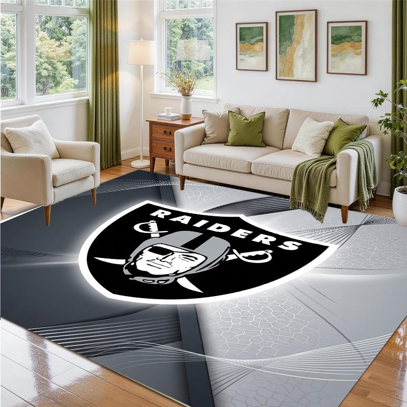Las Vegas Raiders Design Crystal Velvet Rug Soft Decorative Mat for Bedroom Entrance