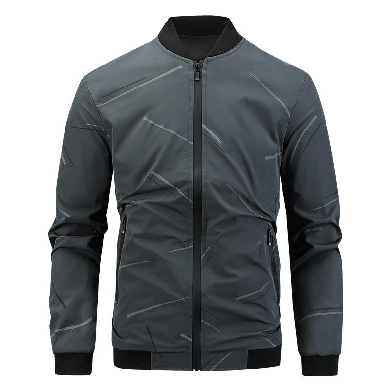 

Men s Autumn/Winter Full Print Baseball Collar Jacket: Fashionable, Loose-Fit, Plus Size Casual Coat L