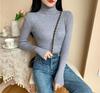 Casual Solid Basic Knitted Blouse Women Elegant Turtleneck Long Sleeve Tunic Auturm Bottoming Pullover Tops  new