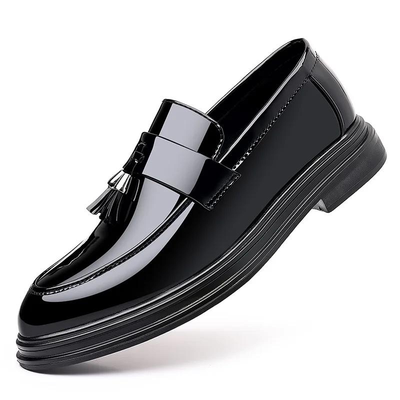 Fashion 2025 Spring Autumn Black Social Shoe Male Pointed Toe Men's Formal Shoes    Trend Party Style Office