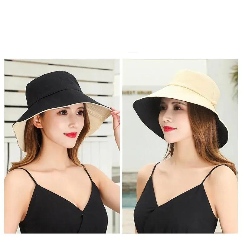 Fisherman Hat Women's Summer Face Cover, Sunscreen, Large Brim Sunshade Hat, Internet Celebrity Double-Sided And Versatile