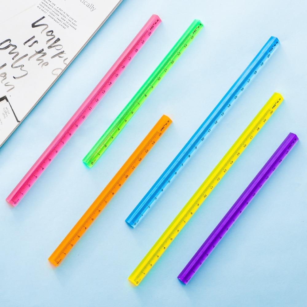 High Quality Plastic Triangular Ruler 15/20cm 3-Sided Scale Straight Ruler Transparent Drawing Ruler Students