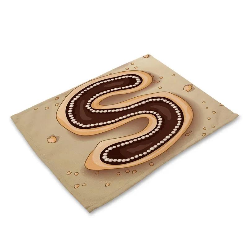 45X30cm Letter Pattern Kitchen Placemat Dining Table Mats Tea Coaster Cotton Linen Pads Bowl Cup Mats for Home Decor Gifts