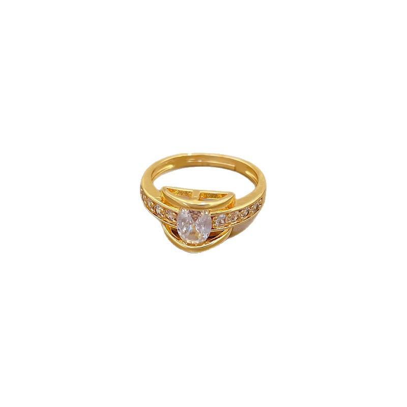 Real Gold Horse'S Eye Diamond Personalized Ring Opening Adjustable Simple Jewelry Japanese Ring Couple Ring