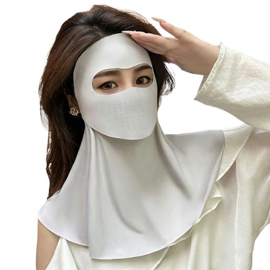 

Sun Protection Face Guard Breathable UV Blocking Fabric Cheeks Chin Ears Neck Outdoor Sports Cooling Sun Face Guard светло-серый