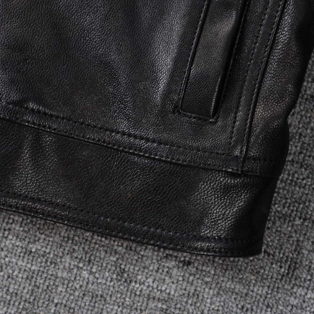 Jachetă din piele pentru bărbați Piele naturală de capră Moale Croială slim Stil casual Îmbrăcăminte bărbați Primăvară Toamnă