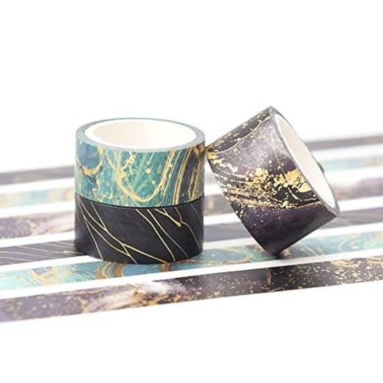 YUBBAEX Volume 3 Masking Tape Bronze Texture Wide Gold Foil Super Cute Style Thin Gift Wrapping DIY Crafts Notebook Decoration (Flowing Gold)