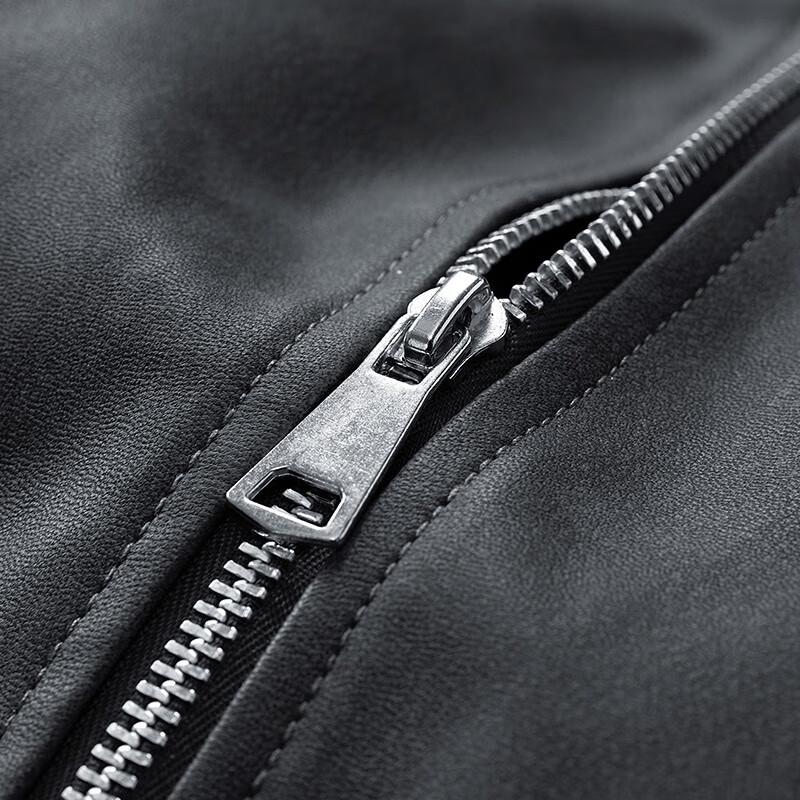 ROMON Men's Casual Lapel PU Leather Jacket