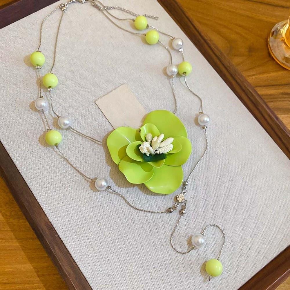 Collier Empilé Orchidée Phalaenopsis de Luxe Pendentif Fleur Exquis Haut de Gamme Polyvalent
