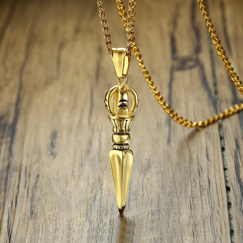 Vnox Colliers de Protection Bouddhiste Tibétain en Acier Inoxydable Punk pour Hommes, Pendentif Amulette Saint Patron Bijoux de Prière