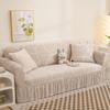 Floral Print Sofa Cover with Skirt Stretchable Washable Non-Slip Elastic Bottom Durable Furniture Protector for Living Room